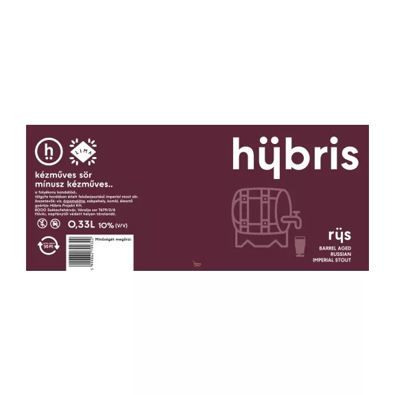 Hübris rüs // hordóérlelt (0,33 ) (10 %) Hübris rüs // hordóérlelt (0,33 ) (10 %)