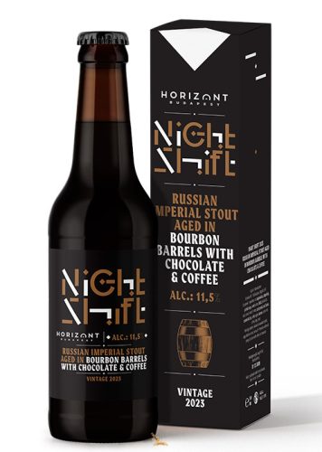 Horizont Night Shift Vintage 2023 / Russian Imperial Stout bourbon hordóban érlelve csokoládéval és kávéval (0,33L) (11.5%)