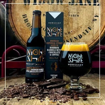   Horizont Night Shift Vintage 2023 / Russian Imperial Stout bourbon hordóban érlelve csokoládéval és kávéval (0,33L) (11.5%)