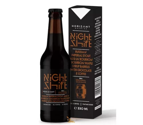 Horizont - Night Shift Vintage 2025 / Russian Imperial Stout bourbon-juharszirupos hordóban érlelve, csokoládéval és kávéval   (0,33L) (11%)