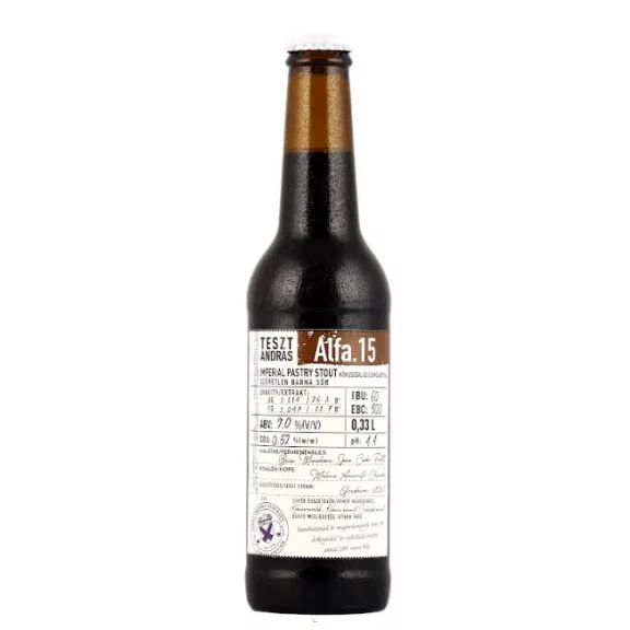 Szent András Teszt András Alfa. 15 - imperial pastry stout kókusszal és csokoládéval (0,33L) (9%) Szent András Teszt András Alfa. 15 - imperial pastry stout kókusszal és csokoládéval (0,33L) (9%)