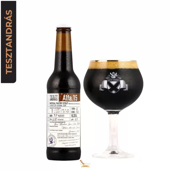 Szent András Teszt András Alfa. 15 - imperial pastry stout kókusszal és csokoládéval (0,33L) (9%) Szent András Teszt András Alfa. 15 - imperial pastry stout kókusszal és csokoládéval (0,33L) (9%)