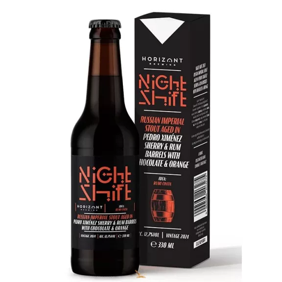 Night Shift Vintage 2024 / Russian Imperial Stout Pedro Ximénez Sherry & Rum hordóban érlelve csokoládéval és naranccsal (0,33L) (11%) Night Shift Vintage 2024 / Russian Imperial Stout Pedro Ximénez Sherry & Rum hordóban érlelve csokoládéval és naranccsal (0,33L) (11%)
