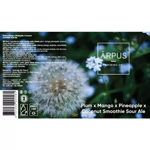 Ārpus Brewing Co. - Plum x Mango x Pineapple x Coconut Smoothie Sour Ale (0,44) (4,5 %) Ārpus Brewing Co. - Plum x Mango x Pineapple x Coconut Smoothie Sour Ale (0,44) (4,5 %)