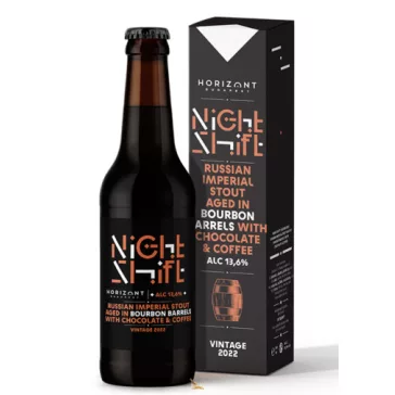  Horizont Night Shift Vintage 2022 / Russian Imperial Stout  bourbon BA érlelve csokoládéval és kávéval /hordóérlelt/ (0,33L) (13,6%)