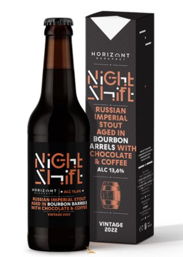 Horizont Night Shift Vintage 2022 / Russian Imperial Stout  bourbon BA érlelve csokoládéval és kávéval /hordóérlelt/ (0,33L) (13,6%)