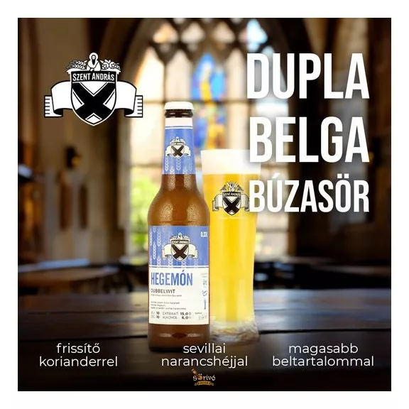 Szent András Hegemón (dubbelwit / szűretlen belga búza) (0,33L) (6%) Szent András Hegemón (dubbelwit / szűretlen belga búza) (0,33L) (6%)