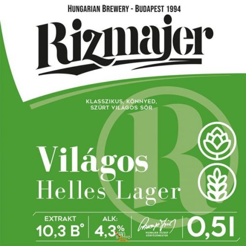 RIZMAJER VILÁGOS LÁGER 0,5 L  (4,3 %)