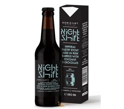 Horizont - Night Shift Vintage 2025 /  Imperial Pastry Stout Rumos hordóban érlelve kókusszal és csokoládéval  (0,33L) (10,8%)