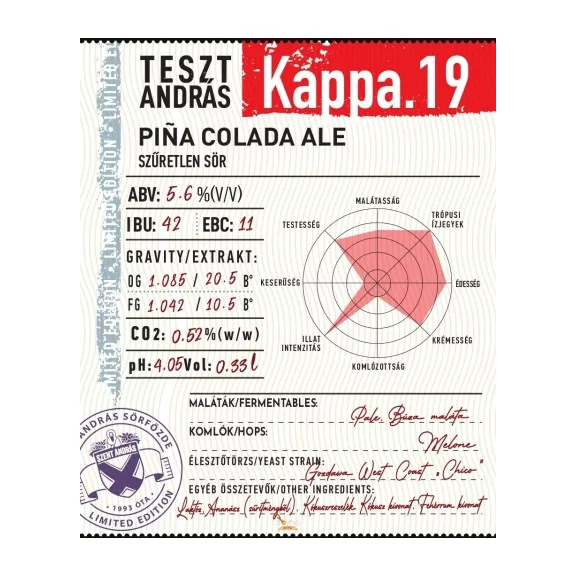 Szent András Teszt András Kappa 19 (pale ale) (0,33L) (5,6%) Szent András Teszt András Kappa 19 (pale ale) (0,33L) (5,6%)