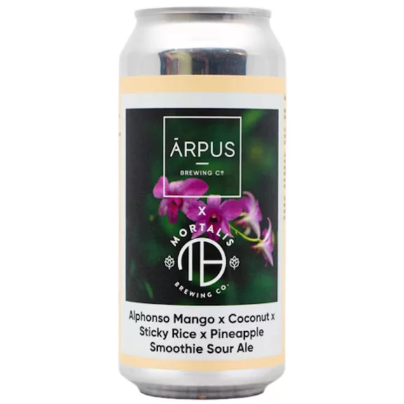 Ārpus Brewing Co./w Mortalis Brewing Co. Alphonso Mango x Coconut x Sticky Rise x Pineapple Smoothie Sour Ale (0,44) (4,5 %) Ārpus Brewing Co./w Mortalis Brewing Co. Alphonso Mango x Coconut x Sticky Rise x Pineapple Smoothie Sour Ale (0,44) (4,5 %)