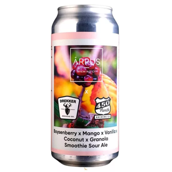 Ārpus Brewing Co. - x Drekker x 450 North Boysenberry x Mango x Vanilla x Coconut x Granola Smoothie Sour Ale (0,44) (5 %) Ārpus Brewing Co. - x Drekker x 450 North Boysenberry x Mango x Vanilla x Coconut x Granola Smoothie Sour Ale (0,44) (5 %)